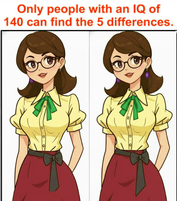 Only people with an IQ of 140 can spot the 5 differences. Check the first comment for the answer